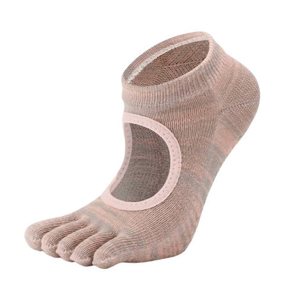 Full Toe Flora Low Rise Grip Socks-pink