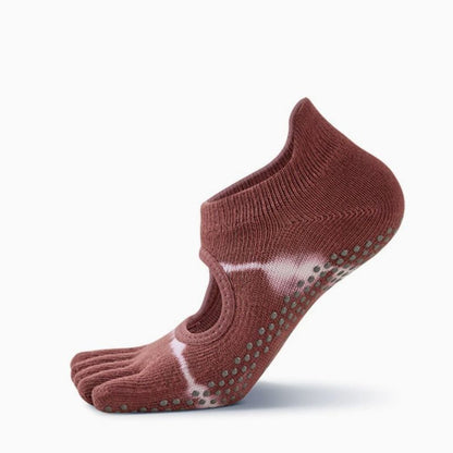 Full Toe Nola Low Rise Grip Socks Spiced Mahogany