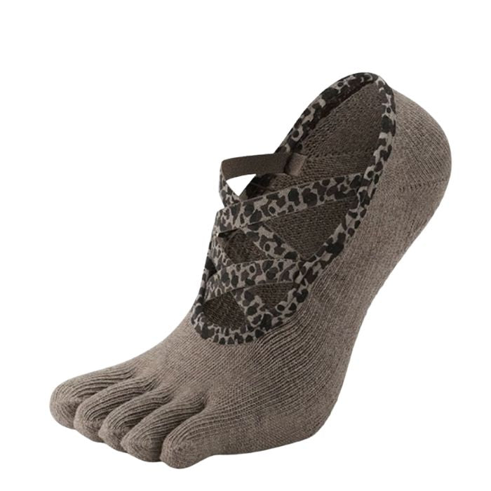 Full Toe Untamed Low Rise Grip Socks-brown